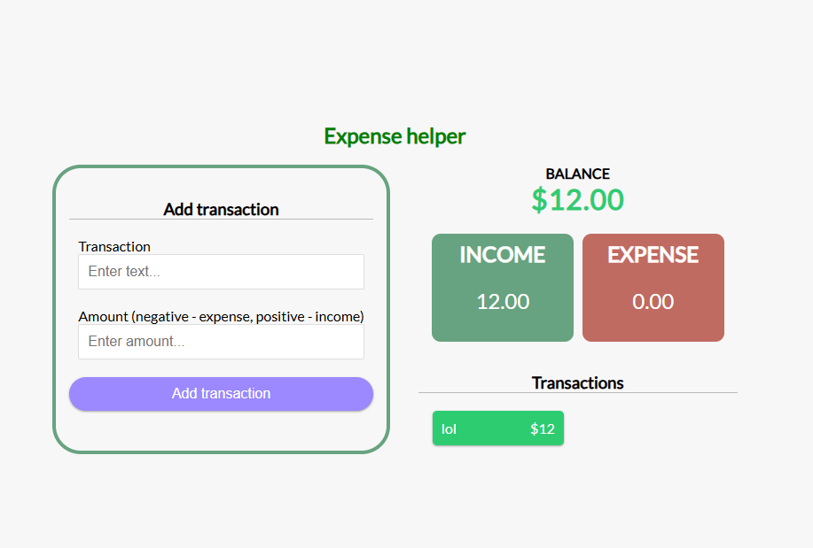 a list of incomes and expenses
